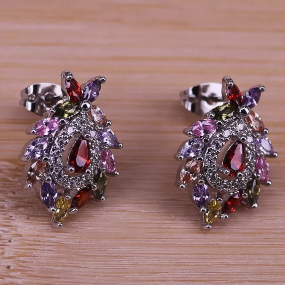 Gorgeous Multi Color Swarovski Elements Set - Sil… - image 7